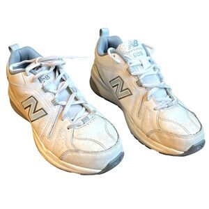 New Balance sneakers 608 white leather blue trim size 9